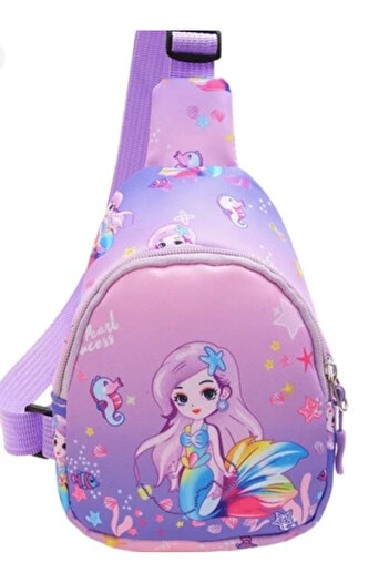 BALCI HEDİYELİK Mermaid Children's Chest Bag Girl Cute Outdoor Casual Shoulder Bag