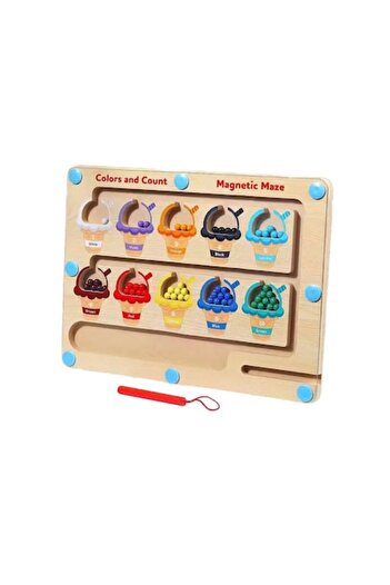 Picodino Magnetic Educational Wooden Labyrinth - Ice Cream Sorting Game