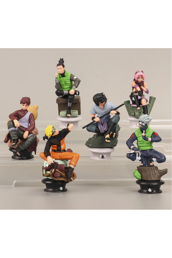 No branded Set of 6 Mini Figures, Naruto Shippuden: Naruto, Sasuke, Sakura, Kakashi, Gaara, 8.5 cm