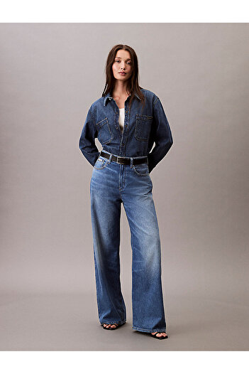 Calvin Klein Women's the Wide Leg Linen Jean Pants
