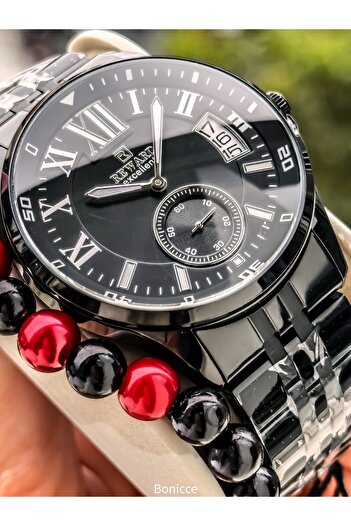 Reward Men's Wristwatch, Certified, Guaranteed, Black Steel Band, Calendar, Bracelet Gift