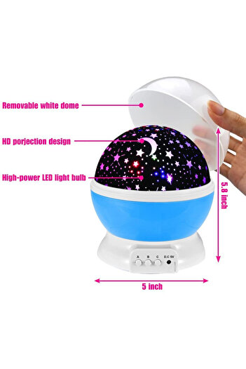 OEM Projector Night Light, 360 Rotation, 8 Lighting Modes, Blue
