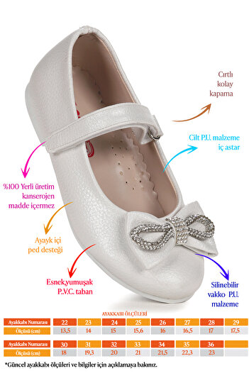 KARAMAZI Bowtie Bowtie Stoned Velcro Girls' Ballerina Shoes