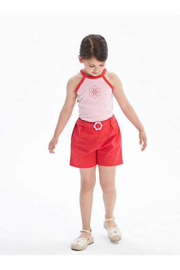 LC Waikiki Peak New Season Linen Blend Floral Girls' Shorts