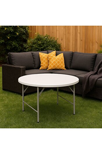 Trendat Round fiber folding table, suitable for indoor and outdoor use, 180*74 cm