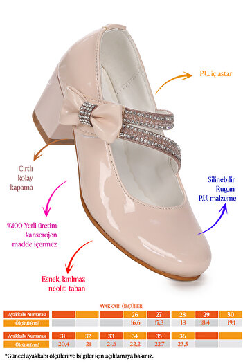 KARAMAZI Aisha Patent Leather Daily Girl's 4 cm Heeled Evening Dress Shoes