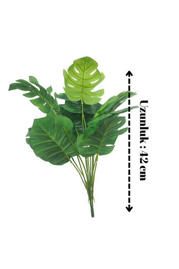 Çınar çiçekçilik Yapay Bitki Orta Boy Deve Tabanı (Monstera ) Demet Uzunluk 42 cm Yaprak Genişliği 12cm