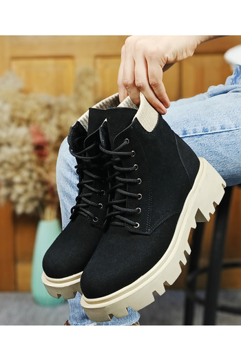 EVEREST SHOES Black Suede Lace-Up Non-Slip Poly Sole Women's Boots