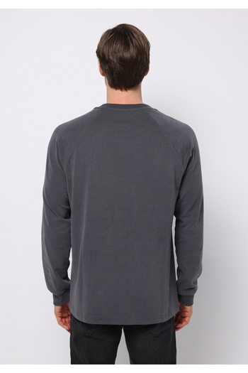 Colin's Comfort Fit Round Neck Plain Men's Anthracite Long Sleeve T-Shirt