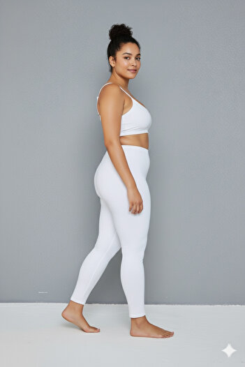 Lantliv 4Pcs Plus Size 100% Cotton Long Combed Leggings, Long Leggings, Plus Size Leggings, Cotton Leggings