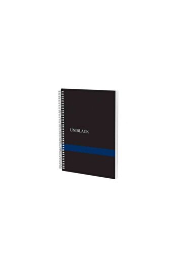 Mercaton A4 Notebook with Lines, Spiral, Uniblack, 120 Sheets, 70gr, Black-Blue Cover