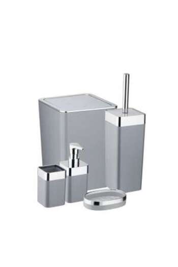 OEM Bathroom accessory set consisting of 5 pieces: toilet brush, trash bin, soap dispenser, cup, soap ho