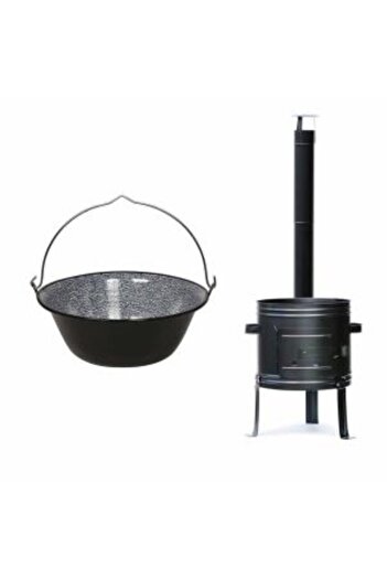 Perfect Home Stove, with enameled kettle 30 L, downpipe, elbow, 50×67 cm