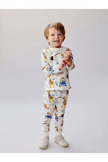 LC Waikiki New Season Crew Neck Printed Baby Boy Pajama Set