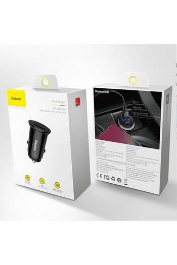 Baseus Circular Plastic Car Charger with USB-C and USB-A, 30W