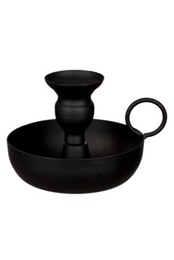 Jumbo Decorative Metal Candleholder Black with Handle Ø10 x 10 cm