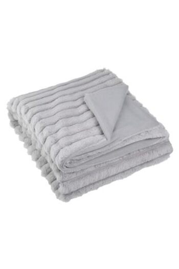 Jumbo Decorative Winter Throw Blanket in Grey Faux Fur for Armchair 160 x 130 cm
