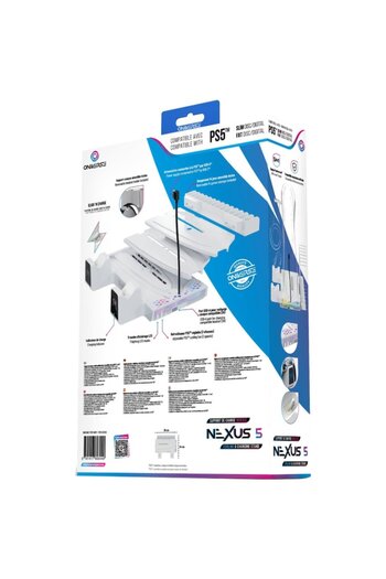 Oniverse Nexus 5 Multifunctional Stand for PS5, White, 2 in 1, Cooling, Controller Charging