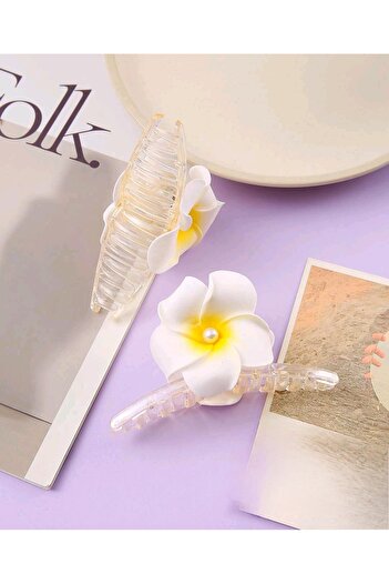 REBORN DESIGN Lotus Figured Pearl Detailed Bow Model Transparent Color 8 cm Latch Buckle