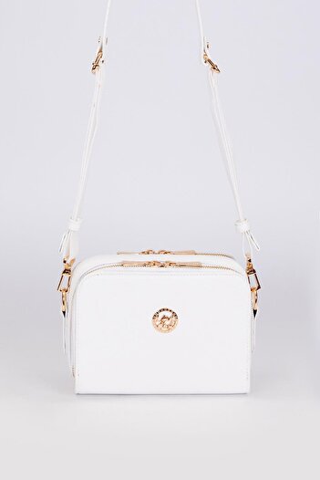 Levidor White Double Zipper Adjustable Shoulder Bag