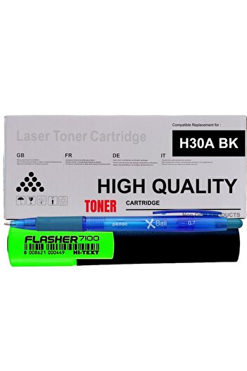 SPEED Compatible HP(30A) 1xCF230A Black Toner Cartridge Set, 1x1600pages, XBall Pen and 1xTextmarker Flasher