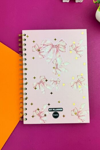 Ecrou Talking Agenda with Gold Gilded Bow Design