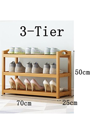 fulina 3-Tier Shoe Rack Organizer Natural Bamboo,shoe Cabinet For Entryway, Simple Home Floor