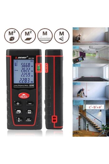 SNDWAY Laser Tape Measure, 60m, Model T60, Black/Red