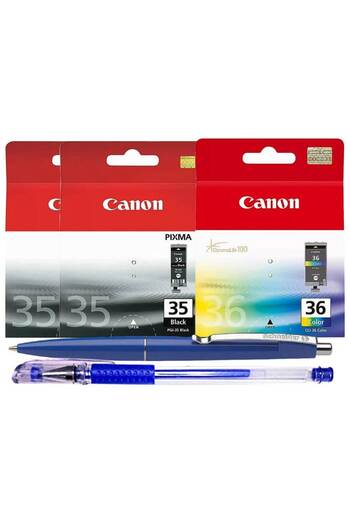 Canon Original Ink Cartridge Set 2xPGI-35Bk, 1xCLI-36Color, Schneider Pen and Gel Pen