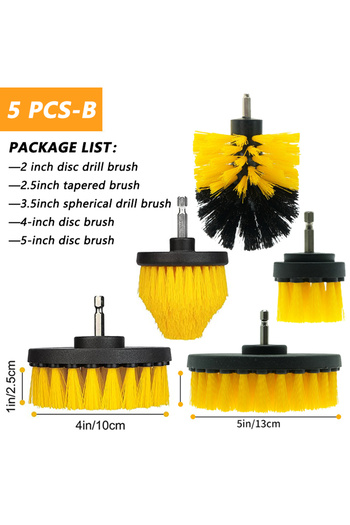 Choice8 5PCS Set-B Electric Scrubber Grill Brush Kit 2/3.5/4'' Power Cleaning Brush for Car Bathroom Floor,