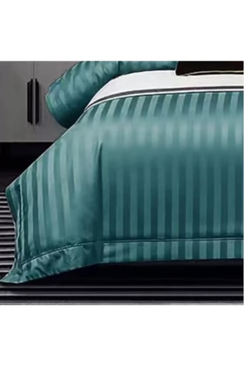 BLA BLA FOAM Damask Bedding Set with Stripes - Green, 6 Pieces, 200x230 cm
