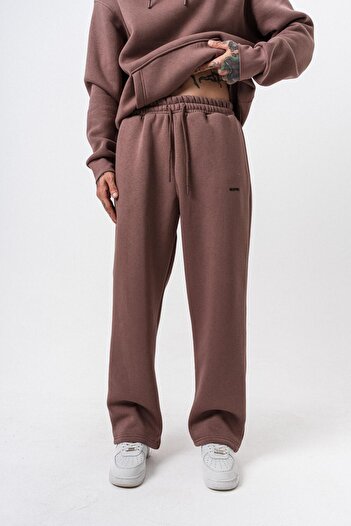Respire Men's Basic Baggy Sweatpants with Text Detail Cocoa