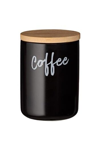 OEM Borcan Ceramic Negru cu Capac de Bambus Coffee 800 ml
