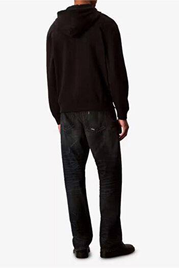 Calvin Klein Erkek Fermuarlı Kapüşonlu Pamuklu Sweatshirt - Siyah