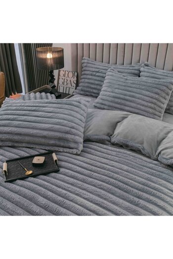 Lenjeria Pufoasa Cocolino 4-piece double bed linen set, with elastic - Grey