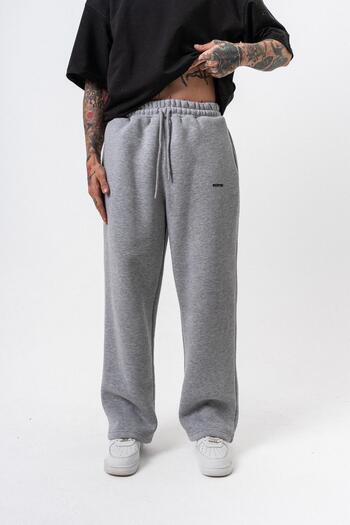 Respire Men's Basic Baggy Sweatpants with Text Detail Gray Melange