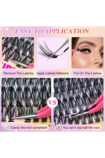 DIYEYELASH 480 Adet Kendin Yap Kirpik Seti Yapıştırıcı Cımbız Fırça 30D 40D 50D 60D