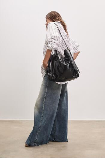 Stradivarius Leather effect bucket bag