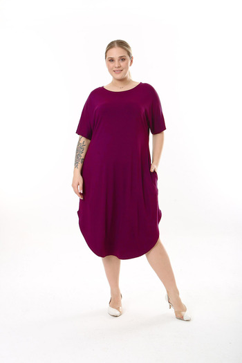 ESPİNA Women's Plus Size Viscose Pocket Dress