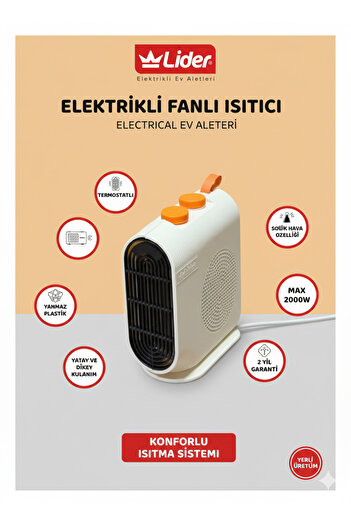 Lider Elektrikli Fanlı Isıtıcı 2000 W