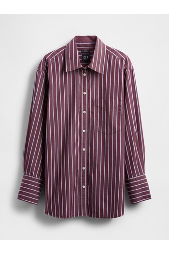 GAP Kadın Bordo Organik Pamuk Poplin Big Gömlek