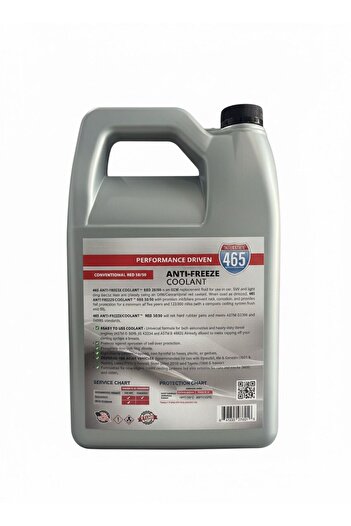 465 COOLANT / ANTI-FREEZE - RED - 50\50 4L - Red mixed radiator water 50\50