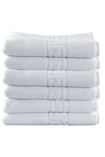 OEM Set of 6 Body Towels, 500g/m², Double Yarn, Greek Pattern, ZUBI HOME, 100% Cotton, 70x130, White