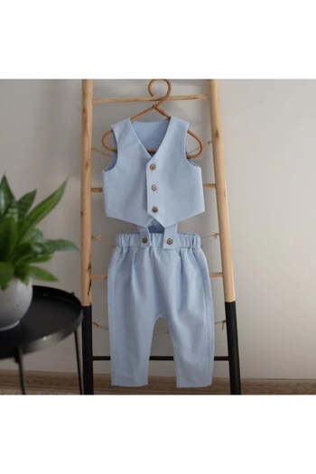 Nolis Boys' Blue Baptism Suit with Vest and Pants