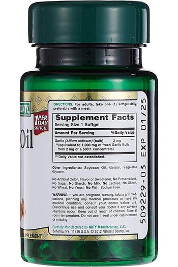 Nature's Bounty Garlic Oil Softgels, 1000 Mg