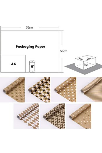 NiiMbot 7 Sheets Gift Wrapping Paper with Ribbon Sticker Tape Set, Durable Gift Wrap 50 cm X 70 cm