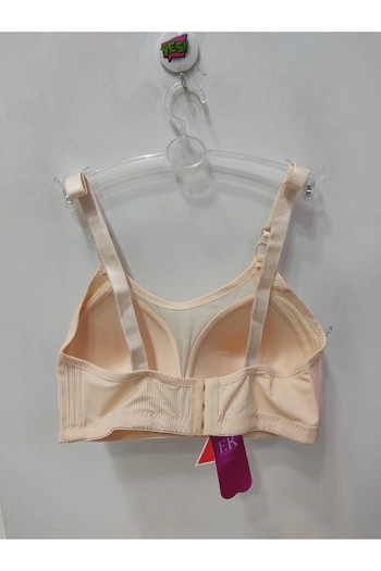 F.K Fk Lace Front Ribbed Unpadded and Wire-Free Bra-Tan