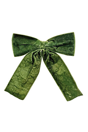 BraziPremium By OLLMA Velvet Christmas tree bow decoration with clip fastening, 13 cm, green