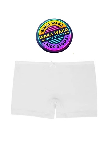 ww waka waka kids store Girl's 3-Piece White Boxer Set – Comfortable Underwear with Lace and Stone Detailing