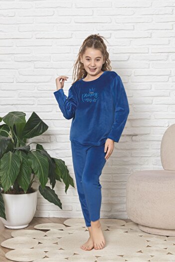 Asel Children's Lycra Soft Velvet Fabric Long Sleeve Pajama Set
